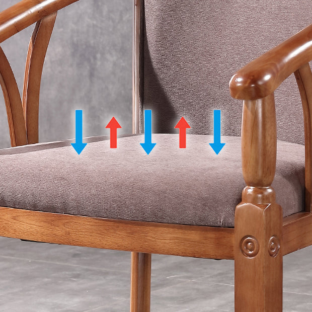 Traditional Solid Wood Dining Chair Linen Dining Arm Chair for Restaurant Clearhalo ' kitchen&dining_furn' 'Dining Chairs' 'Dining Tables & Seating' 'dining_chair' 'furn' 'furn_dining_chair' 'Furniture' 'furniture_dining_chair' 'Kitchen & Dining Furniture' 'kitchen' 4104523