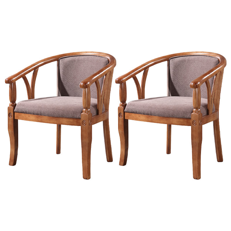 Traditional Solid Wood Dining Chair Linen Dining Arm Chair for Restaurant Dark Coffee 2 Piece Set Clearhalo ' kitchen&dining_furn' 'Dining Chairs' 'Dining Tables & Seating' 'dining_chair' 'furn' 'furn_dining_chair' 'Furniture' 'furniture_dining_chair' 'Kitchen & Dining Furniture' 'kitchen' 4104530