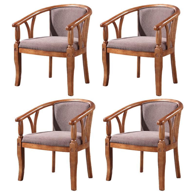 Traditional Solid Wood Dining Chair Linen Dining Arm Chair for Restaurant Dark Coffee 4 Piece Set Clearhalo ' kitchen&dining_furn' 'Dining Chairs' 'Dining Tables & Seating' 'dining_chair' 'furn' 'furn_dining_chair' 'Furniture' 'furniture_dining_chair' 'Kitchen & Dining Furniture' 'kitchen' 4104531