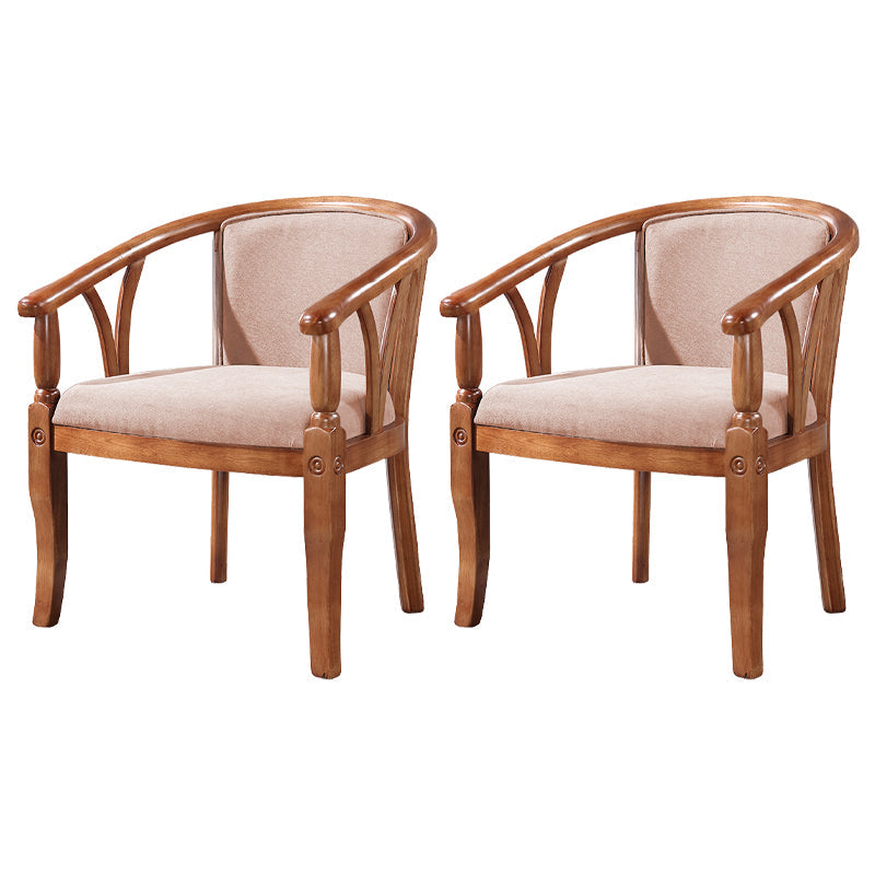 Traditional Solid Wood Dining Chair Linen Dining Arm Chair for Restaurant Light Coffee 2 Piece Set Clearhalo ' kitchen&dining_furn' 'Dining Chairs' 'Dining Tables & Seating' 'dining_chair' 'furn' 'furn_dining_chair' 'Furniture' 'furniture_dining_chair' 'Kitchen & Dining Furniture' 'kitchen' 4104533