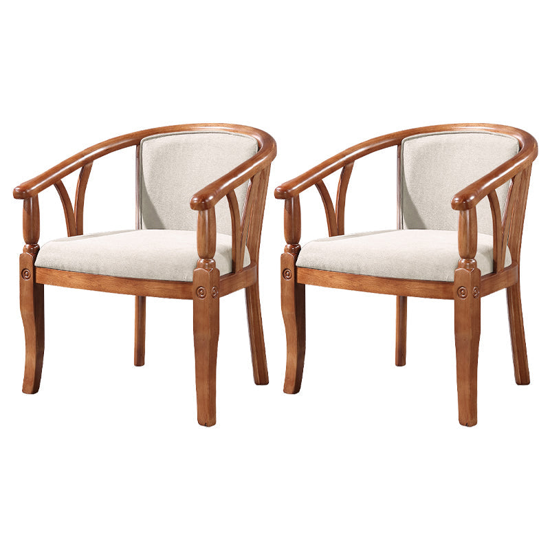 Traditional Solid Wood Dining Chair Linen Dining Arm Chair for Restaurant Off-White 2 Piece Set Clearhalo ' kitchen&dining_furn' 'Dining Chairs' 'Dining Tables & Seating' 'dining_chair' 'furn' 'furn_dining_chair' 'Furniture' 'furniture_dining_chair' 'Kitchen & Dining Furniture' 'kitchen' 4104536