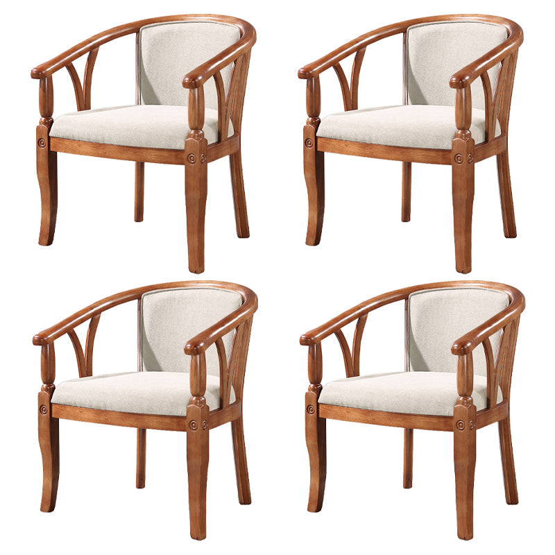 Traditional Solid Wood Dining Chair Linen Dining Arm Chair for Restaurant Off-White 4 Piece Set Clearhalo ' kitchen&dining_furn' 'Dining Chairs' 'Dining Tables & Seating' 'dining_chair' 'furn' 'furn_dining_chair' 'Furniture' 'furniture_dining_chair' 'Kitchen & Dining Furniture' 'kitchen' 4104537