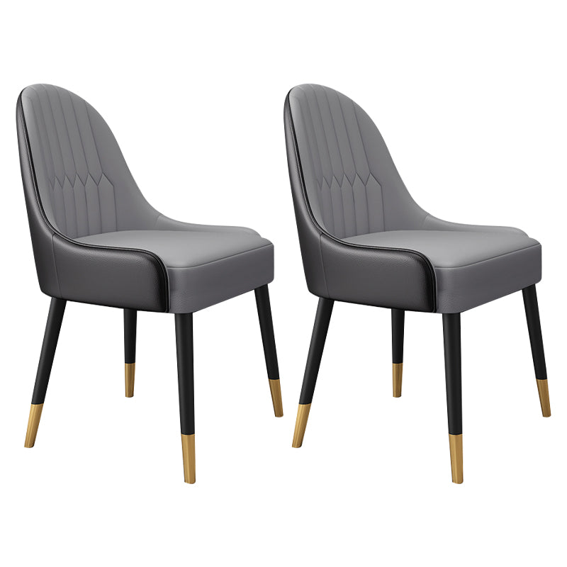 Scandinavian Style Metal Chair Dining Room Parsons Back Chairs (Set of 2) Black-Gray Clearhalo ' kitchen&dining_furn' 'Dining Chairs' 'Dining Tables & Seating' 'dining_chair' 'furn' 'furn_dining_chair' 'Furniture' 'furniture_dining_chair' 'Kitchen & Dining Furniture' 'kitchen' 4104541