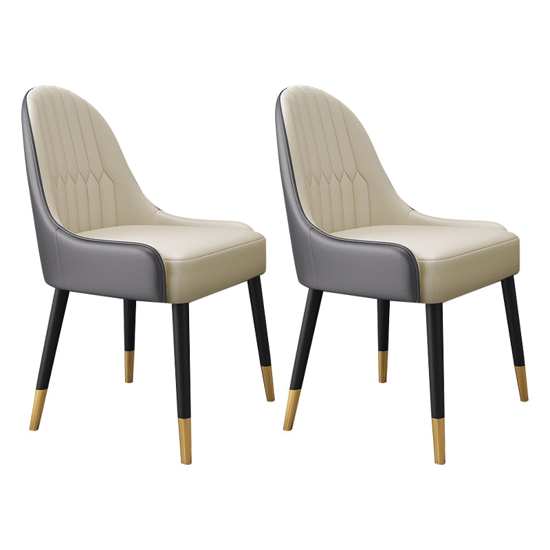 Scandinavian Style Metal Chair Dining Room Parsons Back Chairs (Set of 2) Gray-White Clearhalo ' kitchen&dining_furn' 'Dining Chairs' 'Dining Tables & Seating' 'dining_chair' 'furn' 'furn_dining_chair' 'Furniture' 'furniture_dining_chair' 'Kitchen & Dining Furniture' 'kitchen' 4104543