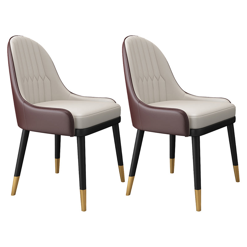 Scandinavian Style Metal Chair Dining Room Parsons Back Chairs (Set of 2) White-Brown Clearhalo ' kitchen&dining_furn' 'Dining Chairs' 'Dining Tables & Seating' 'dining_chair' 'furn' 'furn_dining_chair' 'Furniture' 'furniture_dining_chair' 'Kitchen & Dining Furniture' 'kitchen' 4104547