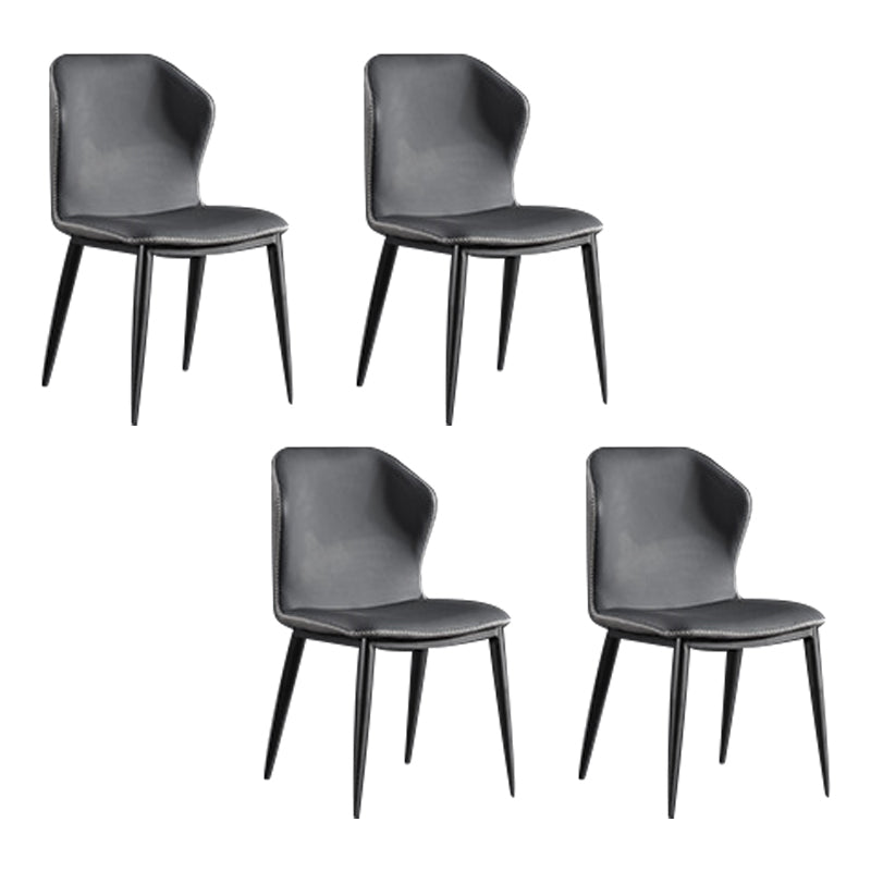 Industrial Wingback Parsons Chair Leather Dining Armless Side Chairs (Set of 4) Grey Clearhalo ' kitchen&dining_furn' 'Dining Chairs' 'Dining Tables & Seating' 'dining_chair' 'furn' 'furn_dining_chair' 'Furniture' 'furniture_dining_chair' 'Kitchen & Dining Furniture' 'kitchen' 4104562