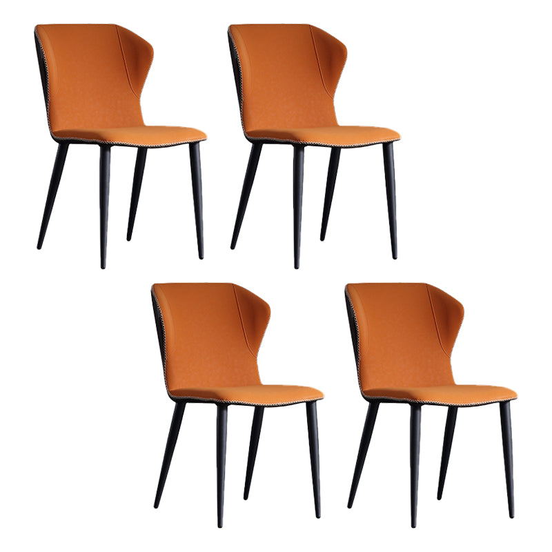 Industrial Wingback Parsons Chair Leather Dining Armless Side Chairs (Set of 4) Gray-Orange Clearhalo ' kitchen&dining_furn' 'Dining Chairs' 'Dining Tables & Seating' 'dining_chair' 'furn' 'furn_dining_chair' 'Furniture' 'furniture_dining_chair' 'Kitchen & Dining Furniture' 'kitchen' 4104568