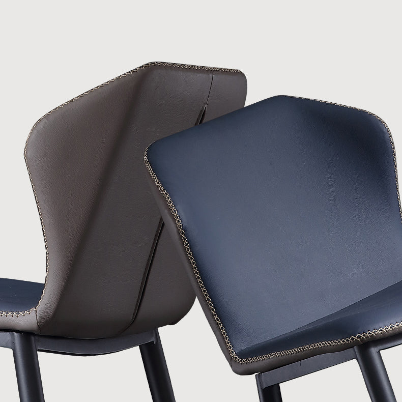 Industrial Wingback Parsons Chair Leather Dining Armless Side Chairs (Set of 4) Clearhalo ' kitchen&dining_furn' 'Dining Chairs' 'Dining Tables & Seating' 'dining_chair' 'furn' 'furn_dining_chair' 'Furniture' 'furniture_dining_chair' 'Kitchen & Dining Furniture' 'kitchen' 4104574