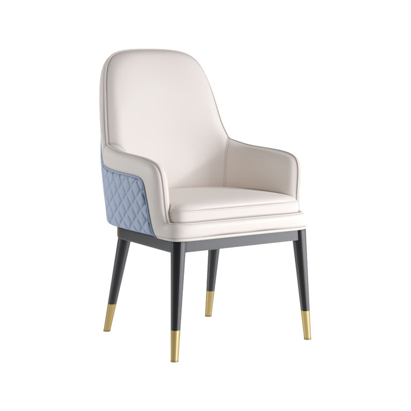 Nordic Style Kitchen Metal Dining Chair Parsons Arm Dining Side Chairs White-Blue 1 Piece Clearhalo ' kitchen&dining_furn' 'Dining Chairs' 'Dining Tables & Seating' 'dining_chair' 'furn' 'furn_dining_chair' 'Furniture' 'furniture_dining_chair' 'Kitchen & Dining Furniture' 'kitchen' 4104580