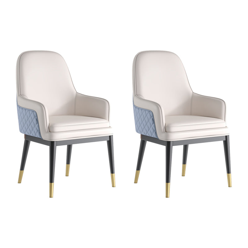 Nordic Style Kitchen Metal Dining Chair Parsons Arm Dining Side Chairs White-Blue 2 Piece Set Clearhalo ' kitchen&dining_furn' 'Dining Chairs' 'Dining Tables & Seating' 'dining_chair' 'furn' 'furn_dining_chair' 'Furniture' 'furniture_dining_chair' 'Kitchen & Dining Furniture' 'kitchen' 4104581