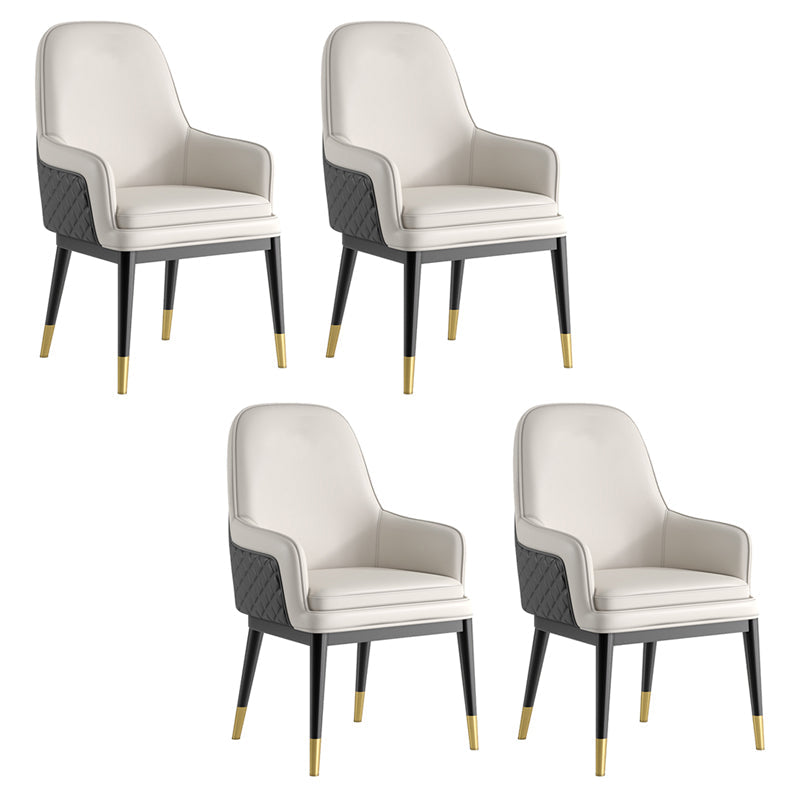 Nordic Style Kitchen Metal Dining Chair Parsons Arm Dining Side Chairs White-Gray 4 Piece Set Clearhalo ' kitchen&dining_furn' 'Dining Chairs' 'Dining Tables & Seating' 'dining_chair' 'furn' 'furn_dining_chair' 'Furniture' 'furniture_dining_chair' 'Kitchen & Dining Furniture' 'kitchen' 4104589