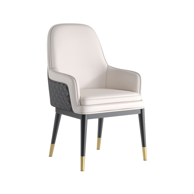 Nordic Style Kitchen Metal Dining Chair Parsons Arm Dining Side Chairs White-Black 1 Piece Clearhalo ' kitchen&dining_furn' 'Dining Chairs' 'Dining Tables & Seating' 'dining_chair' 'furn' 'furn_dining_chair' 'Furniture' 'furniture_dining_chair' 'Kitchen & Dining Furniture' 'kitchen' 4104591