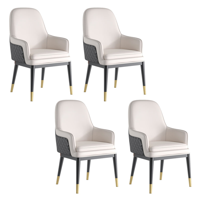 Nordic Style Kitchen Metal Dining Chair Parsons Arm Dining Side Chairs White-Black 4 Piece Set Clearhalo ' kitchen&dining_furn' 'Dining Chairs' 'Dining Tables & Seating' 'dining_chair' 'furn' 'furn_dining_chair' 'Furniture' 'furniture_dining_chair' 'Kitchen & Dining Furniture' 'kitchen' 4104596