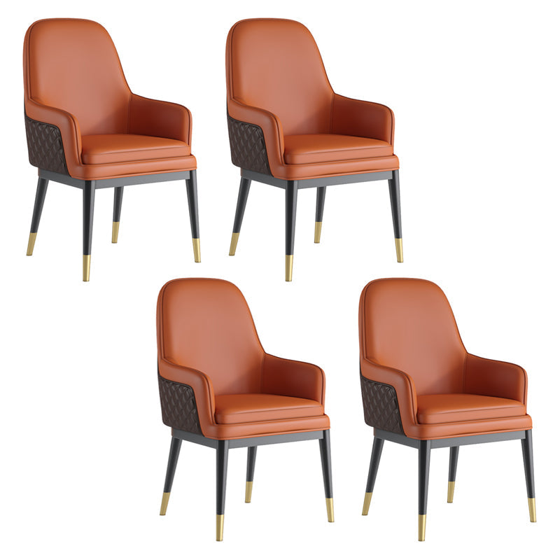 Nordic Style Kitchen Metal Dining Chair Parsons Arm Dining Side Chairs Orange 4 Piece Set Clearhalo ' kitchen&dining_furn' 'Dining Chairs' 'Dining Tables & Seating' 'dining_chair' 'furn' 'furn_dining_chair' 'Furniture' 'furniture_dining_chair' 'Kitchen & Dining Furniture' 'kitchen' 4104601