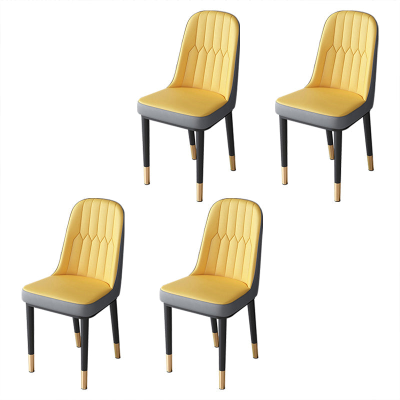 Nordic Style Kitchen Metal Dining Chair Parsons Dining Armless Side Chair Gray-Yellow 4 Piece Set Brass Gold Clearhalo ' kitchen&dining_furn' 'Dining Chairs' 'Dining Tables & Seating' 'dining_chair' 'furn' 'furn_dining_chair' 'Furniture' 'furniture_dining_chair' 'Kitchen & Dining Furniture' 'kitchen' 4104635