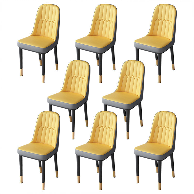 Nordic Style Kitchen Metal Dining Chair Parsons Dining Armless Side Chair Gray-Yellow 8 Piece Set Brass Gold Clearhalo ' kitchen&dining_furn' 'Dining Chairs' 'Dining Tables & Seating' 'dining_chair' 'furn' 'furn_dining_chair' 'Furniture' 'furniture_dining_chair' 'Kitchen & Dining Furniture' 'kitchen' 4104636