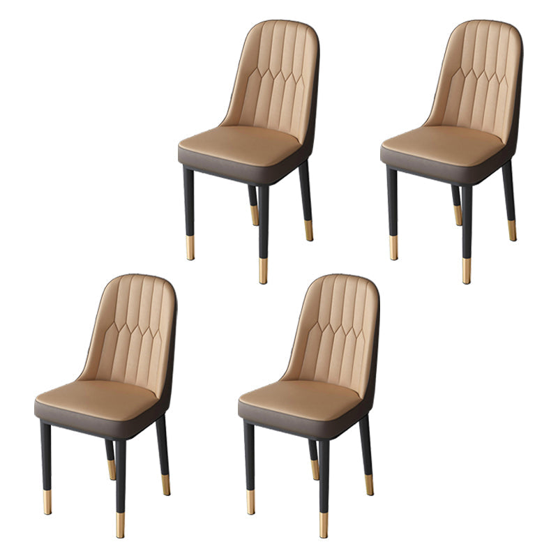 Nordic Style Kitchen Metal Dining Chair Parsons Dining Armless Side Chair Coffee 4 Piece Set Brass Gold Clearhalo ' kitchen&dining_furn' 'Dining Chairs' 'Dining Tables & Seating' 'dining_chair' 'furn' 'furn_dining_chair' 'Furniture' 'furniture_dining_chair' 'Kitchen & Dining Furniture' 'kitchen' 4104658