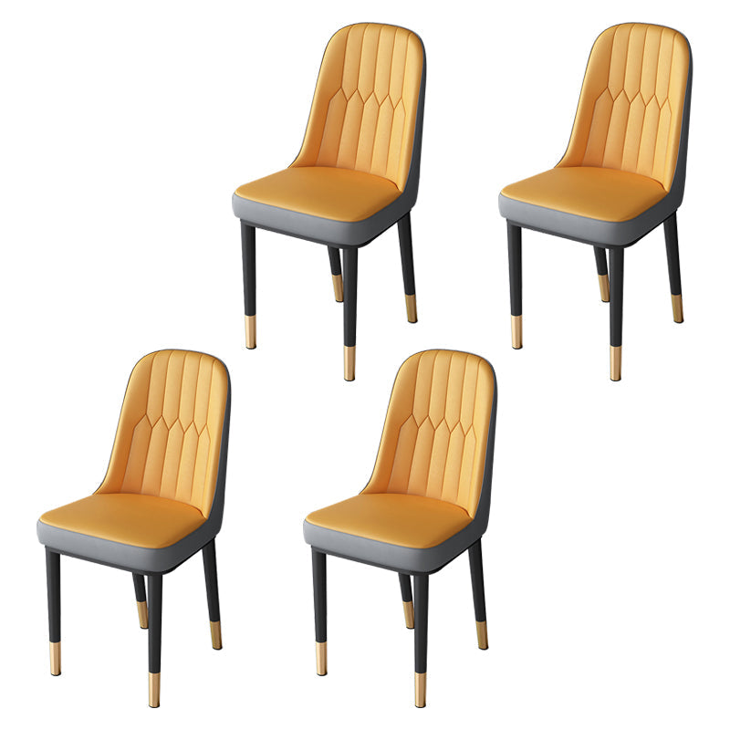 Nordic Style Kitchen Metal Dining Chair Parsons Dining Armless Side Chair Orange-Gray 4 Piece Set Brass Gold Clearhalo ' kitchen&dining_furn' 'Dining Chairs' 'Dining Tables & Seating' 'dining_chair' 'furn' 'furn_dining_chair' 'Furniture' 'furniture_dining_chair' 'Kitchen & Dining Furniture' 'kitchen' 4104660