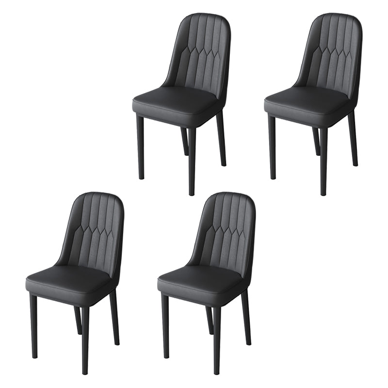 Nordic Style Kitchen Metal Dining Chair Parsons Dining Armless Side Chair Black 4 Piece Set Black Clearhalo ' kitchen&dining_furn' 'Dining Chairs' 'Dining Tables & Seating' 'dining_chair' 'furn' 'furn_dining_chair' 'Furniture' 'furniture_dining_chair' 'Kitchen & Dining Furniture' 'kitchen' 4104664