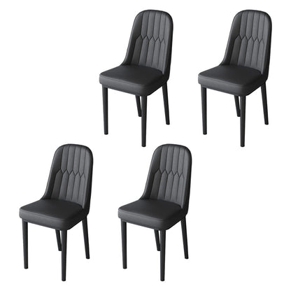 Nordic Style Kitchen Metal Dining Chair Parsons Dining Armless Side Chair Black 4 Piece Set Black Clearhalo ' kitchen&dining_furn' 'Dining Chairs' 'Dining Tables & Seating' 'dining_chair' 'furn' 'furn_dining_chair' 'Furniture' 'furniture_dining_chair' 'Kitchen & Dining Furniture' 'kitchen' 4104664