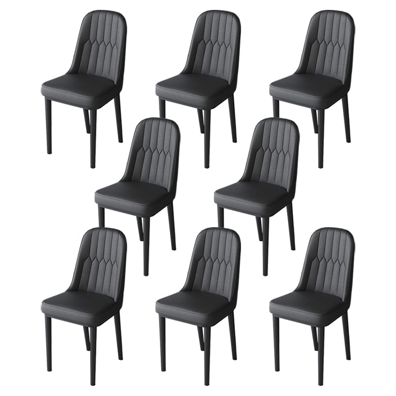 Nordic Style Kitchen Metal Dining Chair Parsons Dining Armless Side Chair Black 8 Piece Set Black Clearhalo ' kitchen&dining_furn' 'Dining Chairs' 'Dining Tables & Seating' 'dining_chair' 'furn' 'furn_dining_chair' 'Furniture' 'furniture_dining_chair' 'Kitchen & Dining Furniture' 'kitchen' 4104665