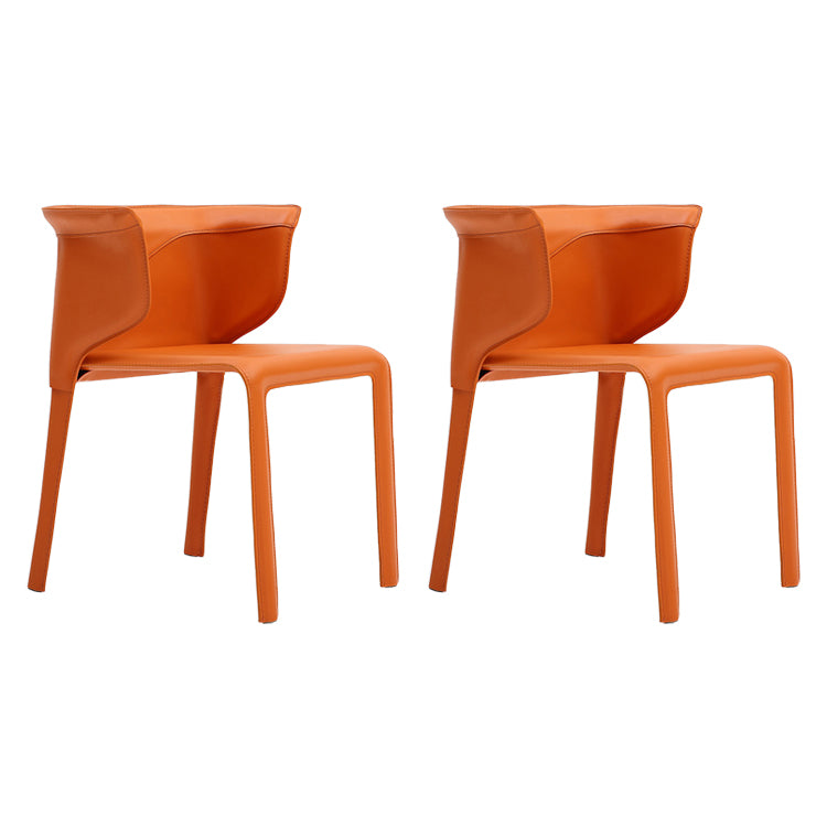 Designer Style Wingback Home Arm Chair Leather Matte Finish Dining Chair (Set of 2) Orange Clearhalo ' kitchen&dining_furn' 'Dining Chairs' 'Dining Tables & Seating' 'dining_chair' 'furn' 'furn_dining_chair' 'Furniture' 'furniture_dining_chair' 'Kitchen & Dining Furniture' 'kitchen' 4104684