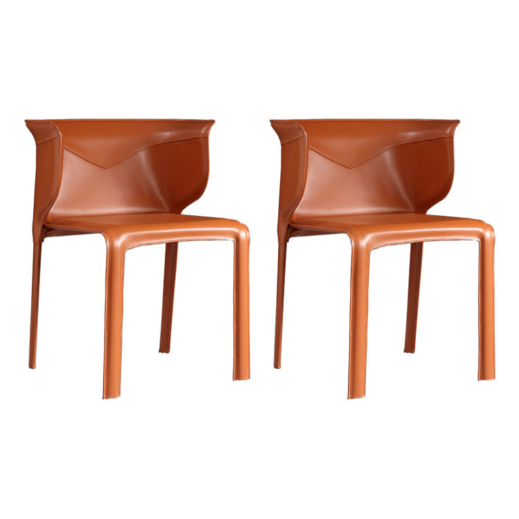 Designer Style Wingback Home Arm Chair Leather Matte Finish Dining Chair (Set of 2) Red Brown Clearhalo ' kitchen&dining_furn' 'Dining Chairs' 'Dining Tables & Seating' 'dining_chair' 'furn' 'furn_dining_chair' 'Furniture' 'furniture_dining_chair' 'Kitchen & Dining Furniture' 'kitchen' 4104687