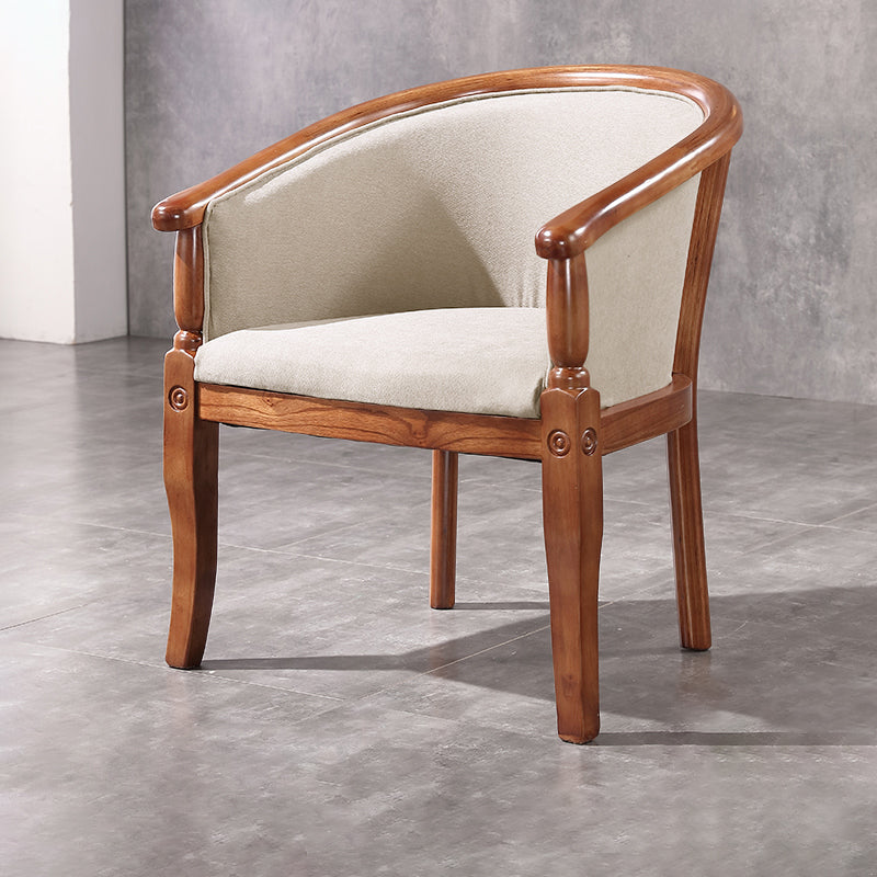 Traditional Solid Wood Dining Chair Fabric Dining Arm Chair for Home Use Off-White 1 Piece Clearhalo ' kitchen&dining_furn' 'Dining Chairs' 'Dining Tables & Seating' 'dining_chair' 'furn' 'furn_dining_chair' 'Furniture' 'furniture_dining_chair' 'Kitchen & Dining Furniture' 'kitchen' 4104706