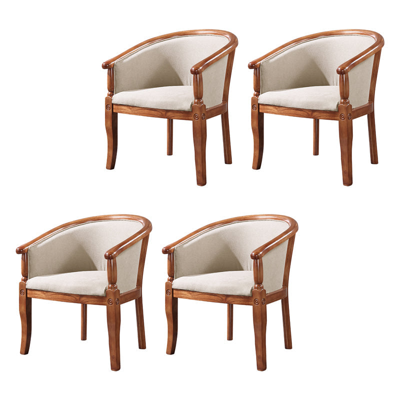 Traditional Solid Wood Dining Chair Fabric Dining Arm Chair for Home Use Off-White 4 Piece Set Clearhalo ' kitchen&dining_furn' 'Dining Chairs' 'Dining Tables & Seating' 'dining_chair' 'furn' 'furn_dining_chair' 'Furniture' 'furniture_dining_chair' 'Kitchen & Dining Furniture' 'kitchen' 4104728