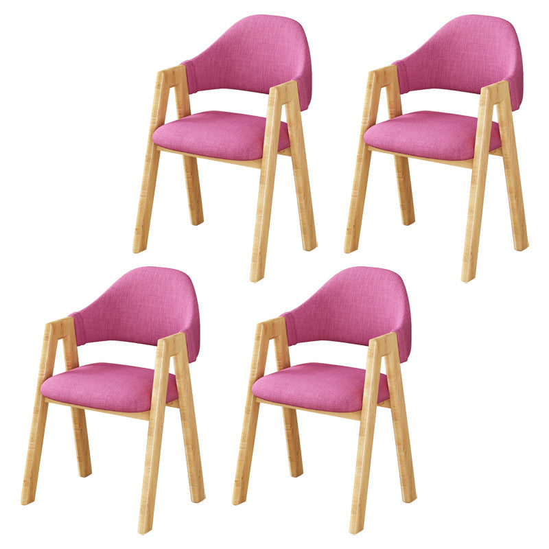 Scandinavian Upholstered Home Arm Chair Open Back Matte Finish Dining Chair (Set of 4) Rose Red Clearhalo ' kitchen&dining_furn' 'Dining Chairs' 'Dining Tables & Seating' 'dining_chair' 'furn' 'furn_dining_chair' 'Furniture' 'furniture_dining_chair' 'Kitchen & Dining Furniture' 'kitchen' 4104734