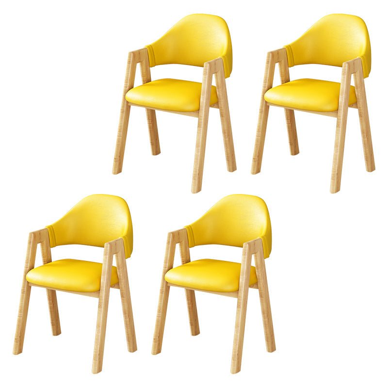 Scandinavian Upholstered Home Arm Chair Open Back Matte Finish Dining Chair (Set of 4) Yellow Clearhalo ' kitchen&dining_furn' 'Dining Chairs' 'Dining Tables & Seating' 'dining_chair' 'furn' 'furn_dining_chair' 'Furniture' 'furniture_dining_chair' 'Kitchen & Dining Furniture' 'kitchen' 4104741