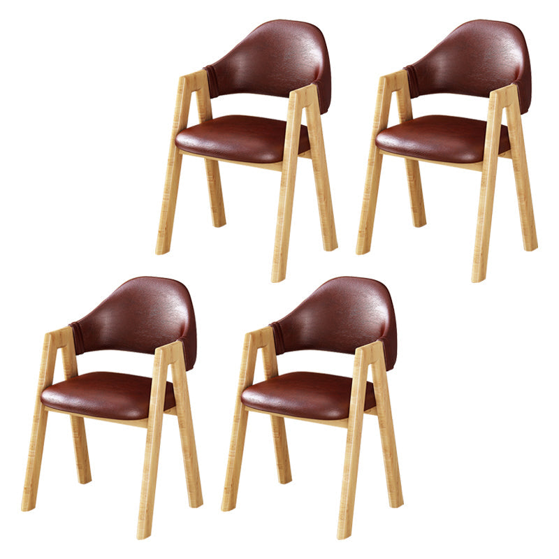 Scandinavian Upholstered Home Arm Chair Open Back Matte Finish Dining Chair (Set of 4) Dark Brown Clearhalo ' kitchen&dining_furn' 'Dining Chairs' 'Dining Tables & Seating' 'dining_chair' 'furn' 'furn_dining_chair' 'Furniture' 'furniture_dining_chair' 'Kitchen & Dining Furniture' 'kitchen' 4104756