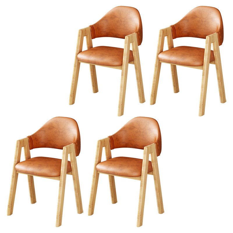 Scandinavian Upholstered Home Arm Chair Open Back Matte Finish Dining Chair (Set of 4) Light Brown Clearhalo ' kitchen&dining_furn' 'Dining Chairs' 'Dining Tables & Seating' 'dining_chair' 'furn' 'furn_dining_chair' 'Furniture' 'furniture_dining_chair' 'Kitchen & Dining Furniture' 'kitchen' 4104758