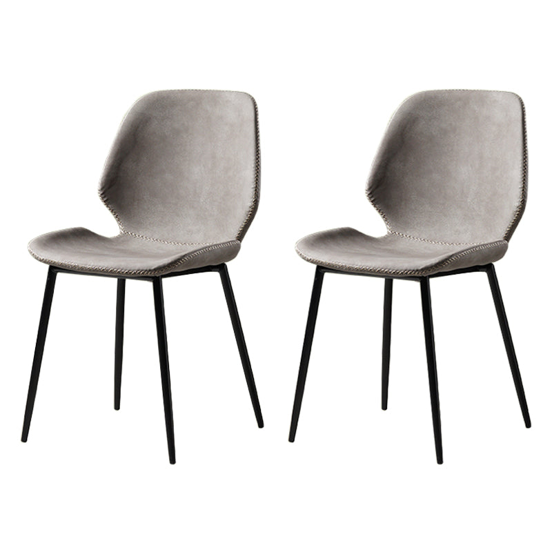 Dining Room Industrial Dining Chair Wingback Metal Armless Side Chairs Light Gray 2 Piece Set Clearhalo ' kitchen&dining_furn' 'Dining Chairs' 'Dining Tables & Seating' 'dining_chair' 'furn' 'furn_dining_chair' 'Furniture' 'furniture_dining_chair' 'Kitchen & Dining Furniture' 'kitchen' 4104770