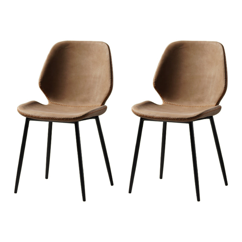 Dining Room Industrial Dining Chair Wingback Metal Armless Side Chairs Brown 2 Piece Set Clearhalo ' kitchen&dining_furn' 'Dining Chairs' 'Dining Tables & Seating' 'dining_chair' 'furn' 'furn_dining_chair' 'Furniture' 'furniture_dining_chair' 'Kitchen & Dining Furniture' 'kitchen' 4104776