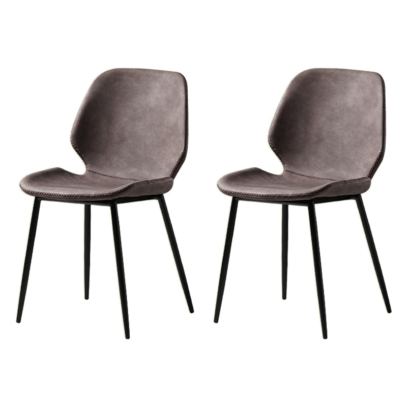 Dining Room Industrial Dining Chair Wingback Metal Armless Side Chairs Dark Brown 2 Piece Set Clearhalo ' kitchen&dining_furn' 'Dining Chairs' 'Dining Tables & Seating' 'dining_chair' 'furn' 'furn_dining_chair' 'Furniture' 'furniture_dining_chair' 'Kitchen & Dining Furniture' 'kitchen' 4104782