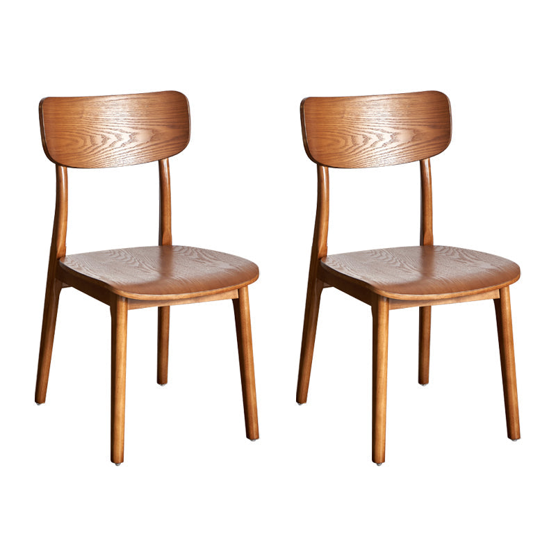 Industrial Style Oak Wood Chair Open Back Side Kitchen Chairs (Set of 2) Walnut Clearhalo ' kitchen&dining_furn' 'Dining Chairs' 'Dining Tables & Seating' 'dining_chair' 'furn' 'furn_dining_chair' 'Furniture' 'furniture_dining_chair' 'Kitchen & Dining Furniture' 'kitchen' 4104808
