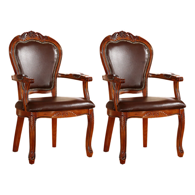 Scandinavian Style Rubberwood Chairs Kitchen Open Back Arm Chair (Set of 2) Brown Clearhalo ' kitchen&dining_furn' 'Dining Chairs' 'Dining Tables & Seating' 'dining_chair' 'furn' 'furn_dining_chair' 'Furniture' 'furniture_dining_chair' 'Kitchen & Dining Furniture' 'kitchen' 4104827