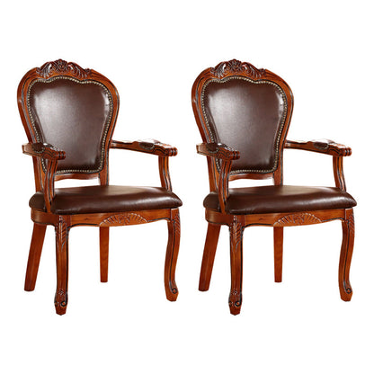 Scandinavian Style Rubberwood Chairs Kitchen Open Back Arm Chair (Set of 2) Brown Clearhalo ' kitchen&dining_furn' 'Dining Chairs' 'Dining Tables & Seating' 'dining_chair' 'furn' 'furn_dining_chair' 'Furniture' 'furniture_dining_chair' 'Kitchen & Dining Furniture' 'kitchen' 4104827