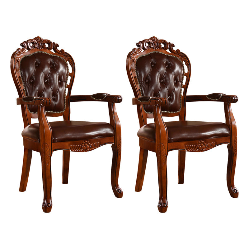 Scandinavian Style Rubberwood Chairs Kitchen Open Back Arm Chair (Set of 2) Deep Tan Clearhalo ' kitchen&dining_furn' 'Dining Chairs' 'Dining Tables & Seating' 'dining_chair' 'furn' 'furn_dining_chair' 'Furniture' 'furniture_dining_chair' 'Kitchen & Dining Furniture' 'kitchen' 4104831