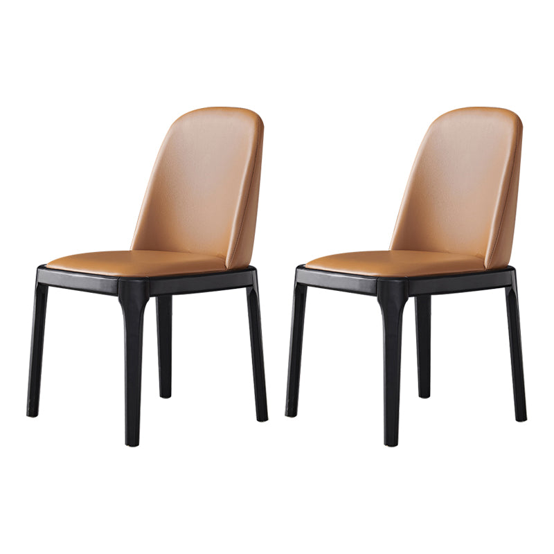 Industrial Home Leather Side Chair Matte Finish Parsons Dining Chair (Set of 2) Dark Coffee Clearhalo ' kitchen&dining_furn' 'Dining Chairs' 'Dining Tables & Seating' 'dining_chair' 'furn' 'furn_dining_chair' 'Furniture' 'furniture_dining_chair' 'Kitchen & Dining Furniture' 'kitchen' 4104839