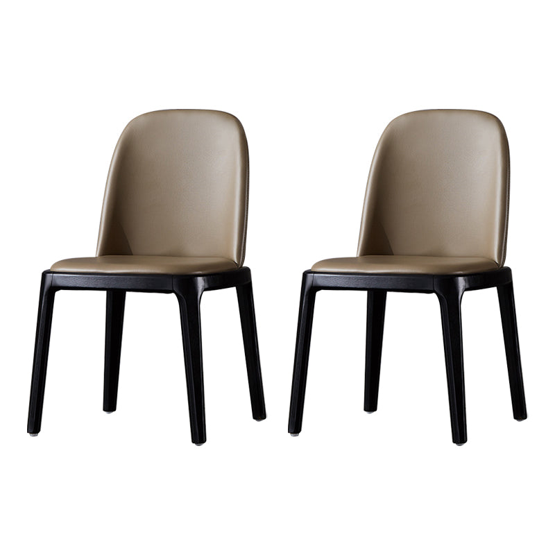 Industrial Home Leather Side Chair Matte Finish Parsons Dining Chair (Set of 2) Dark Khaki Clearhalo ' kitchen&dining_furn' 'Dining Chairs' 'Dining Tables & Seating' 'dining_chair' 'furn' 'furn_dining_chair' 'Furniture' 'furniture_dining_chair' 'Kitchen & Dining Furniture' 'kitchen' 4104844