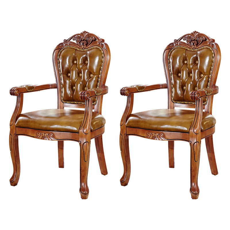 Scandinavian Style Oak Wood Chair Kitchen Dining Solid Back Arm Chairs Yellow 2 Piece Set Clearhalo ' kitchen&dining_furn' 'Dining Chairs' 'Dining Tables & Seating' 'dining_chair' 'furn' 'furn_dining_chair' 'Furniture' 'furniture_dining_chair' 'Kitchen & Dining Furniture' 'kitchen' 4104881