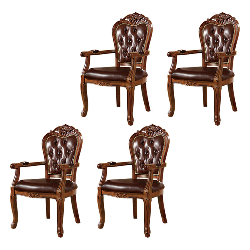 Scandinavian Style Oak Wood Chair Kitchen Dining Solid Back Arm Chairs Brown 4 Piece Set Clearhalo ' kitchen&dining_furn' 'Dining Chairs' 'Dining Tables & Seating' 'dining_chair' 'furn' 'furn_dining_chair' 'Furniture' 'furniture_dining_chair' 'Kitchen & Dining Furniture' 'kitchen' 4104888