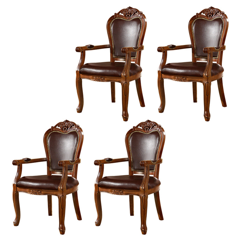 Scandinavian Style Oak Wood Chair Kitchen Dining Solid Back Arm Chairs Light Brown 4 Piece Set Clearhalo ' kitchen&dining_furn' 'Dining Chairs' 'Dining Tables & Seating' 'dining_chair' 'furn' 'furn_dining_chair' 'Furniture' 'furniture_dining_chair' 'Kitchen & Dining Furniture' 'kitchen' 4104891