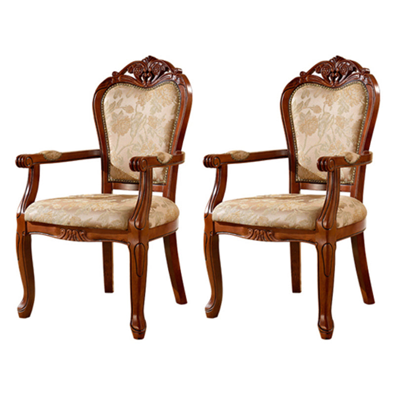 Scandinavian Style Oak Wood Chair Kitchen Dining Solid Back Arm Chairs Deep Tan 2 Piece Set Clearhalo ' kitchen&dining_furn' 'Dining Chairs' 'Dining Tables & Seating' 'dining_chair' 'furn' 'furn_dining_chair' 'Furniture' 'furniture_dining_chair' 'Kitchen & Dining Furniture' 'kitchen' 4104893
