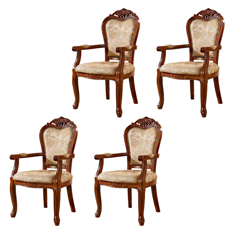 Scandinavian Style Oak Wood Chair Kitchen Dining Solid Back Arm Chairs Deep Tan 4 Piece Set Clearhalo ' kitchen&dining_furn' 'Dining Chairs' 'Dining Tables & Seating' 'dining_chair' 'furn' 'furn_dining_chair' 'Furniture' 'furniture_dining_chair' 'Kitchen & Dining Furniture' 'kitchen' 4104894