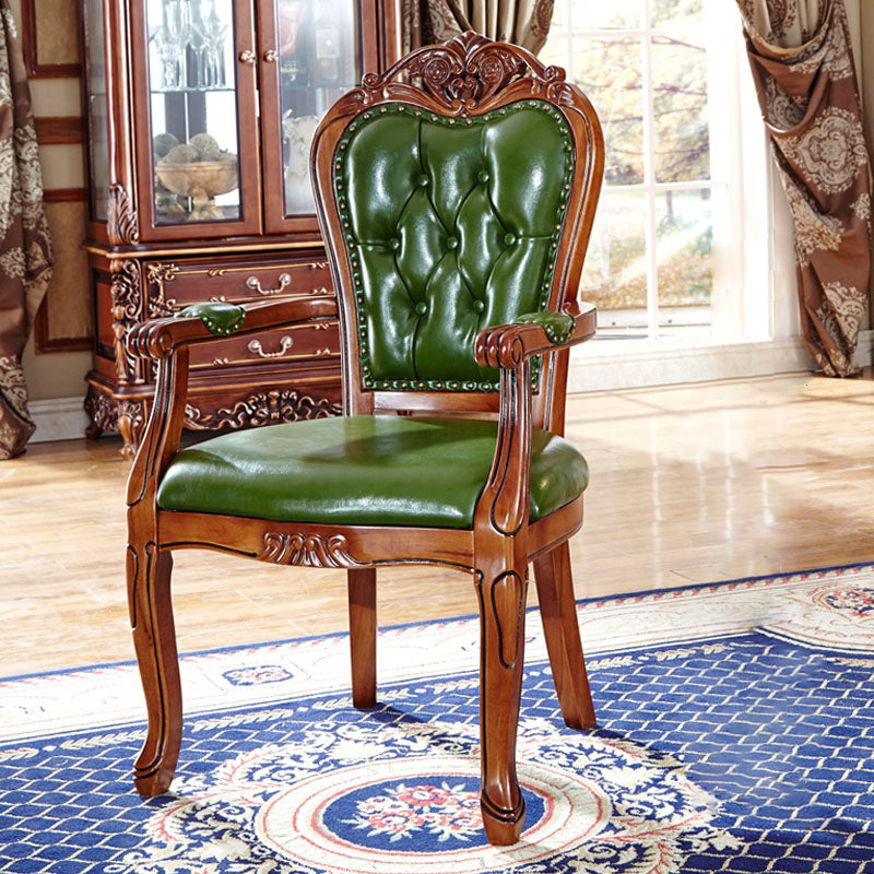 Scandinavian Style Oak Wood Chair Kitchen Dining Solid Back Arm Chairs Green 1 Piece Clearhalo ' kitchen&dining_furn' 'Dining Chairs' 'Dining Tables & Seating' 'dining_chair' 'furn' 'furn_dining_chair' 'Furniture' 'furniture_dining_chair' 'Kitchen & Dining Furniture' 'kitchen' 4104895