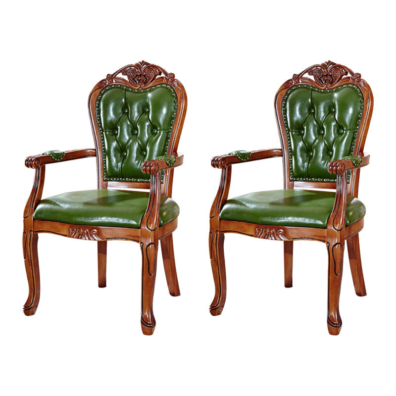 Scandinavian Style Oak Wood Chair Kitchen Dining Solid Back Arm Chairs Green 2 Piece Set Clearhalo ' kitchen&dining_furn' 'Dining Chairs' 'Dining Tables & Seating' 'dining_chair' 'furn' 'furn_dining_chair' 'Furniture' 'furniture_dining_chair' 'Kitchen & Dining Furniture' 'kitchen' 4104896