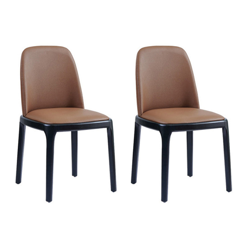 Industrial Ash Parsons Side Chair Leather Matte Finish Dining Chair (Set of 2) Dark Coffee Clearhalo ' kitchen&dining_furn' 'Dining Chairs' 'Dining Tables & Seating' 'dining_chair' 'furn' 'furn_dining_chair' 'Furniture' 'furniture_dining_chair' 'Kitchen & Dining Furniture' 'kitchen' 4104901